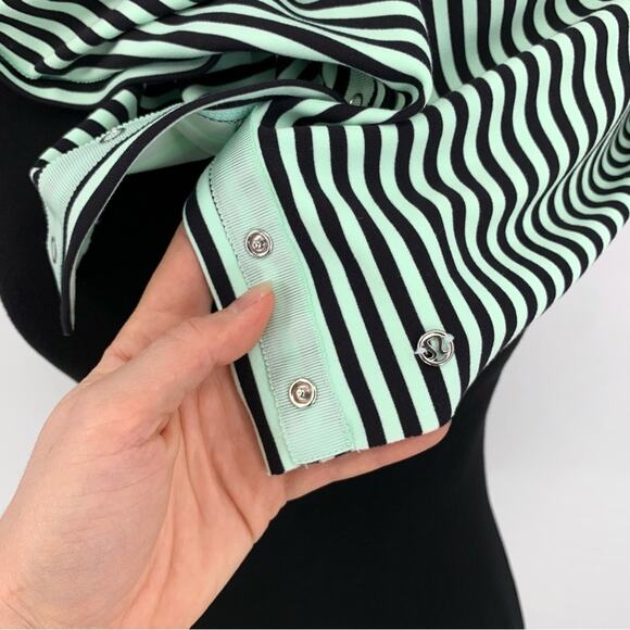 LULULEMON Vinyasa Scarf *Rulu Classic Stripe Mint Moment Black OS - Picture 2 of 3